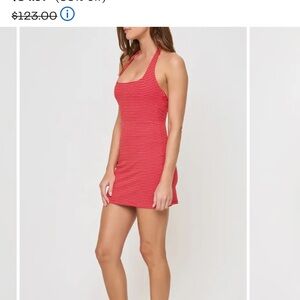 l*space Red and White Striped Halter Mini Dress